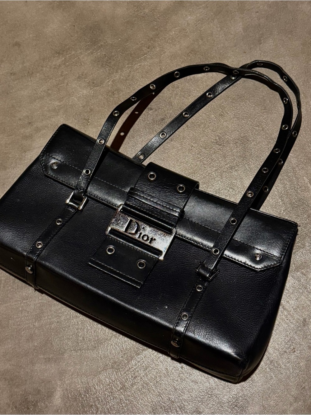 Christian Dior Columbus Vintage Black Leather Handbag